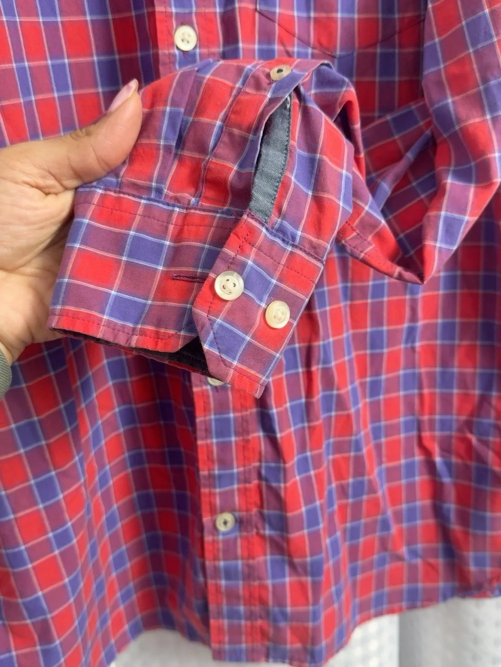 Banana Republic Red and Blue Plaid Button-Down Shirt